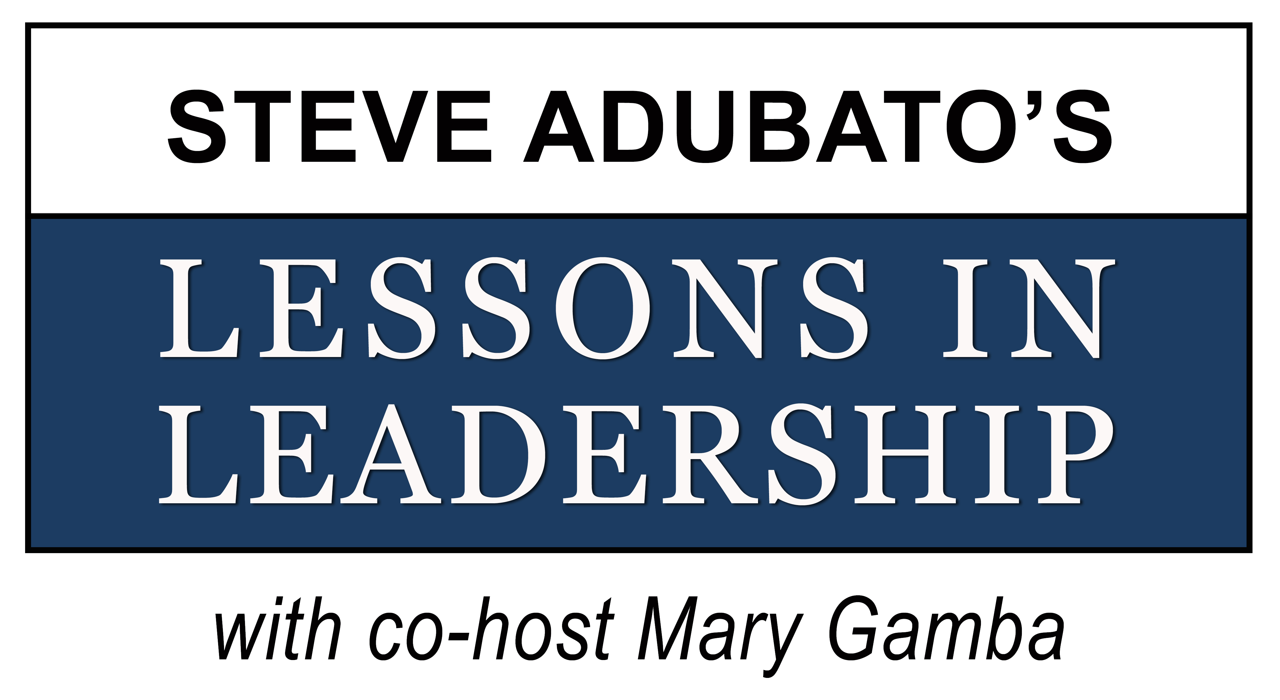 LESSONS IN LEADERSHIP blue logo with
