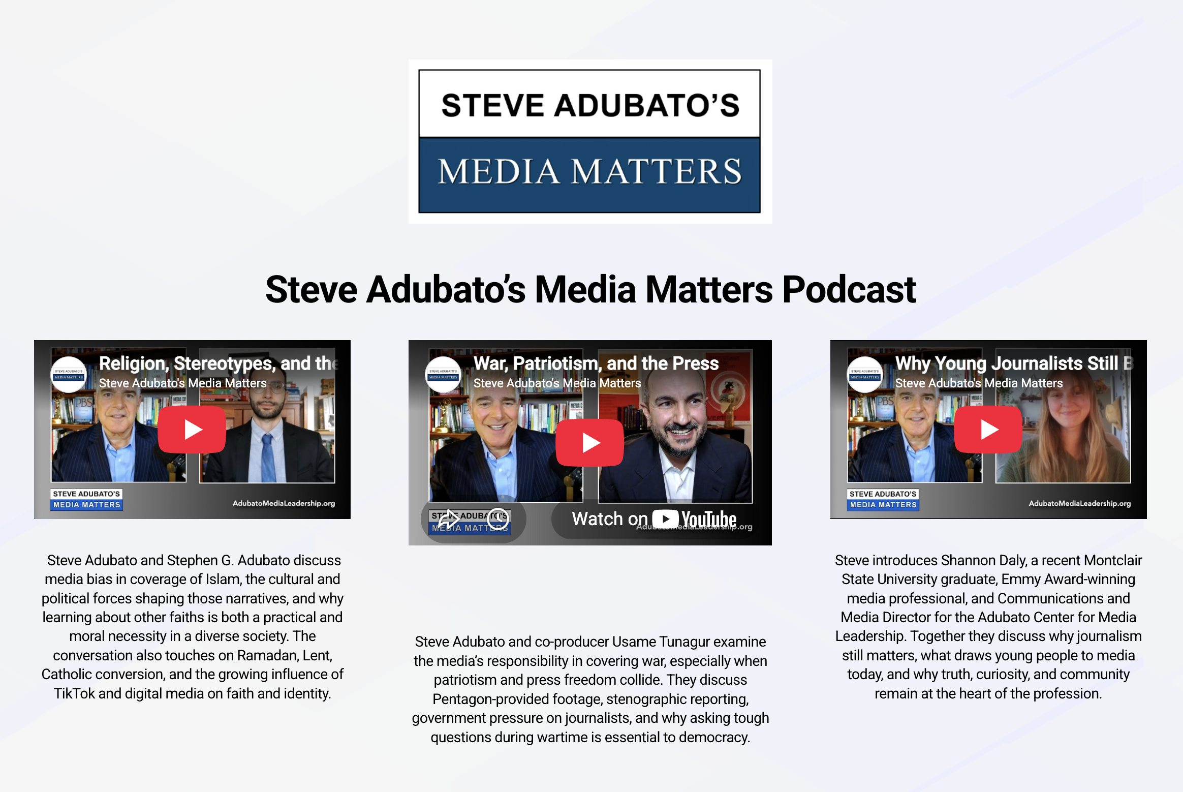 Steve Adubato's Media Matters New Podcast